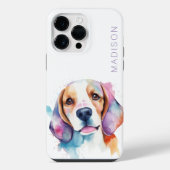 かわいいビーグル犬の恋人の水色 iPhoneケース (裏面)