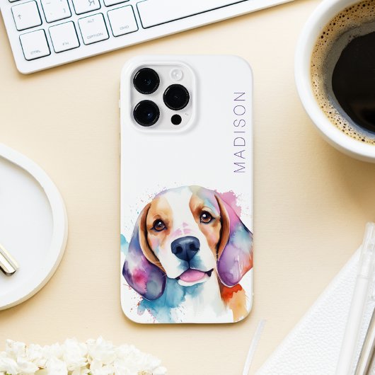 かわいいビーグル犬の恋人の水色 iPhoneケース