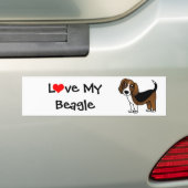 かわいいビーグル犬の漫画犬 バンパーステッカー (車上)
