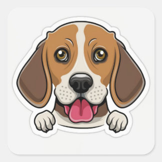 かわいいビーグル犬の頭 スクエアシール