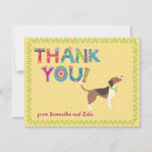 かわいいビーグル犬カラフルのフローラ サンキューカード (正面)