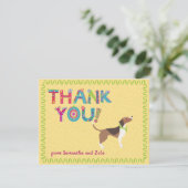 かわいいビーグル犬カラフルのフローラ サンキューカード (スタンド正面)