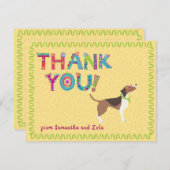 かわいいビーグル犬カラフルのフローラ サンキューカード (正面/裏面)