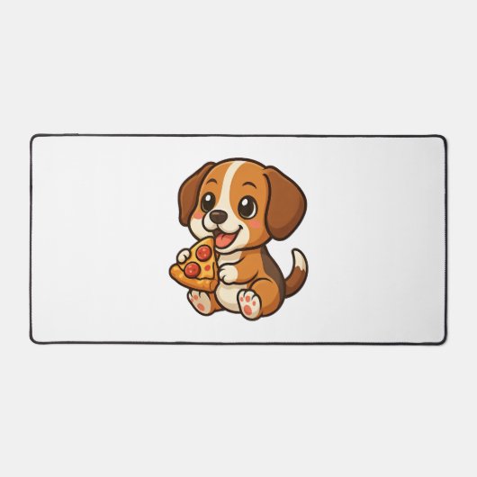 かわいいビーグル犬ピザピザ愛好家キャラクター デスクマット (正面)