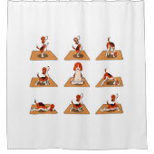 かわいいビーグル犬ヨガアサナのポーズ シャワーカーテン (正面)