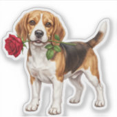 かわいいビーグル犬 シール (正面)