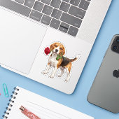 かわいいビーグル犬 シール (ノートパソコンとiPhone)