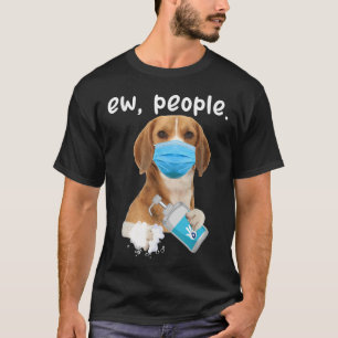 かわいいビーグル犬Ew people犬顔マスクを着て犬 Tシャツ