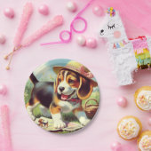 かわいいビーグル絵画パピー ペーパープレート (パーティー)