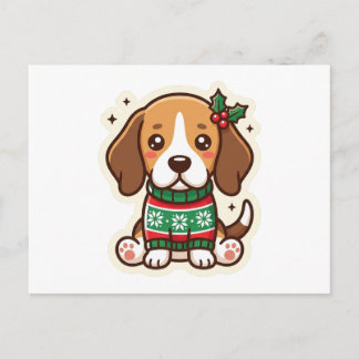 かわいいビーグル クリスマスセーター かわいい犬 はがき シーズンポストカード