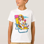 かわいいビーグル 夏の気分 | 楽しい子供たち Tシャツ (正面)