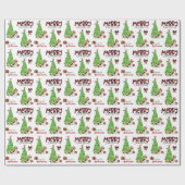 かわいいビーグル、鳥とクリスマスツリー ラッピングペーパー (フラット)