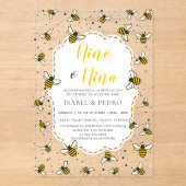 かわいいビースペインの型ジェンダーの登場 アクリル招待状 (正面)