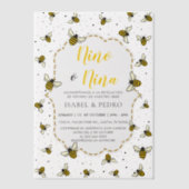 かわいいビースペインの型ジェンダーの登場 ベラム紙招待状 (正面)