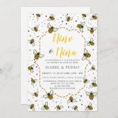 かわいいビースペインの型ジェンダーの登場 招待状 (正面/裏面)