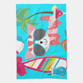 かわいいビーチののらくら者の子猫猫のサングラスのビーチボール キッチンタオル (縦)