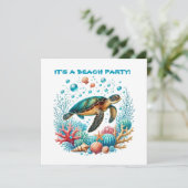 かわいいビーチのウミガメパーティー 招待状 (スタンド正面)