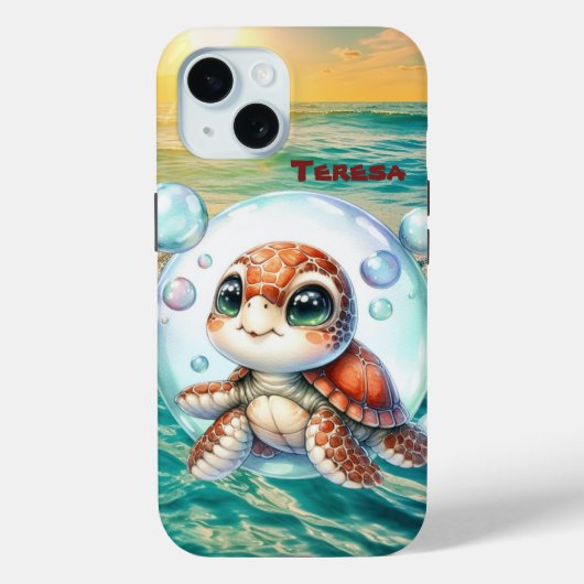 かわいいビーチのウミガメ Case-Mate iPhoneケース (裏面)