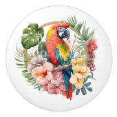 かわいいビーチのオウムの花 セラミックノブ (正面)