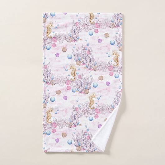 かわいいビーチのシーホースとバブルタオルのセット バスタオルセット (ハンドタオル)