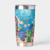 かわいいビーチのシーホースの名前を追加 保温保冷タンブラー (左面)