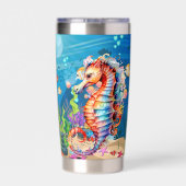 かわいいビーチのシーホースの名前を追加 保温保冷タンブラー (背面)