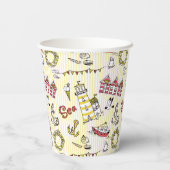 かわいいビーチのシーンパターン 紙コップ (裏面)