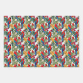 かわいいビーチのパロッツのトロピカルパターン ラッピングペーパーシート (正面3)