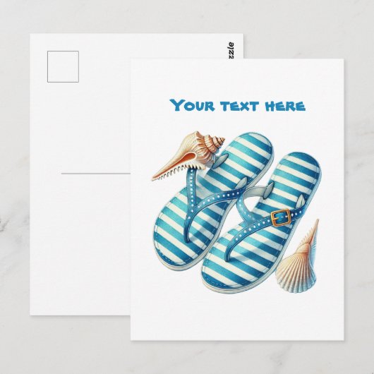 かわいいビーチのフリップフロップ ポストカード (正面/裏面)