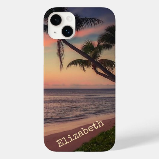 かわいいビーチの夕日ヤシの木 Case-Mate iPhoneケース (裏面)