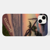 かわいいビーチの夕日ヤシの木 Case-Mate iPhoneケース (裏面 (横))
