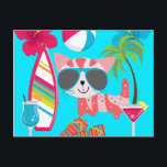 かわいいビーチの子猫のサングラスビーチボール ポストカード<br><div class="desc">ビーチのおおもしろい尻猫のサングラスビーチのサングラスとサーフボードのユニークノベルティの贈り物。 

 「猫」「ビーチのお尻」「夏」「ビーチのお尻」「ビーチサンダル」「かわいい」「動物」「猫」「ヤシの木」「猫」「おもしろい猫」「ガーリー楽園」「熱帯」</div>