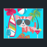 かわいいビーチの子猫のサングラスビーチボール ポストカード<br><div class="desc">ビーチのおおもしろい尻猫のサングラスビーチのサングラスとサーフボードのユニークノベルティの贈り物。 

 「猫」「ビーチのお尻」「夏」「ビーチのお尻」「ビーチサンダル」「かわいい」「動物」「猫」「ヤシの木」「猫」「おもしろい猫」「ガーリー楽園」「熱帯」</div>