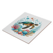 かわいいビーチの海ガメ タイル (側面)