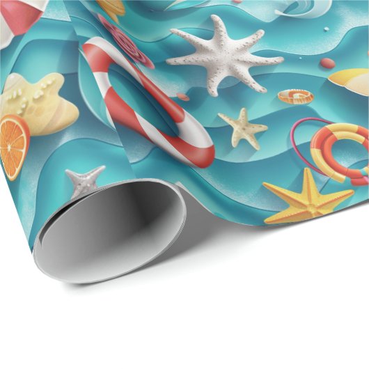 かわいいビーチの貝殻柄 ラッピングペーパー (ロールコーナー)