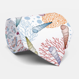 かわいいビーチの貝殻珊瑚パターンタイ ネクタイ