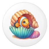 かわいいビーチの魚好き セラミックノブ (正面)