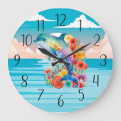 かわいいビーチイルカ好き ラージ壁時計 (正面)