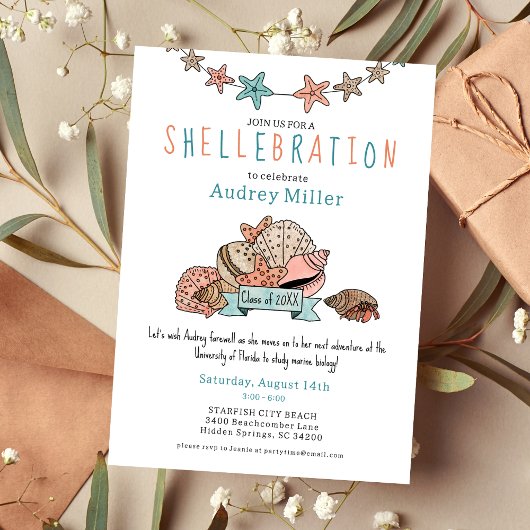 かわいいビーチイ卒業生が別遠くにれを告げるパーティー 招待状
