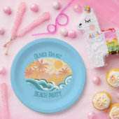 かわいいビーチウェーブサンシャインブルーサーファーパーティー ペーパープレート (パーティー)