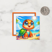 かわいいビーチウミガメにメッセージを追加 ノートカード (正面/裏面インサイチュ)