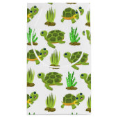 かわいいビーチウミガメのタイルパーティー スモールペーパーバッグ (裏面)