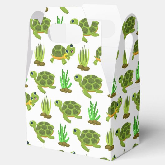 かわいいビーチウミガメのタイルパーティー フェイバーボックス (オープン)