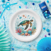 かわいいビーチウミガメパーティー ペーパープレート (パーティー)