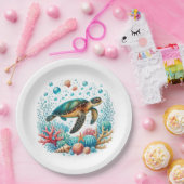 かわいいビーチウミガメパーティー ペーパープレート (パーティー)