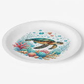 かわいいビーチウミガメパーティー ペーパープレート (アングル)