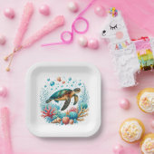 かわいいビーチウミガメパーティー ペーパープレート (パーティー)