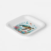 かわいいビーチウミガメパーティー ペーパープレート (傾斜あり)