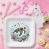 かわいいビーチウミガメパーティー ペーパープレート (パーティー)