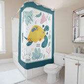 かわいいビーチウミガメ シャワーカーテン (インサイチュ)